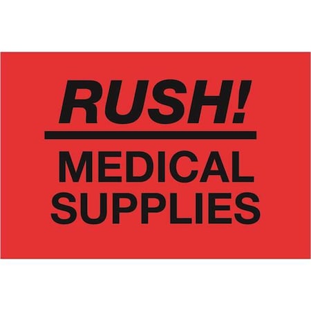Bondad 2 x 3 in. - Rush - Medical Supplies Fluorescent Red Labels - Roll of 500 BO3349170